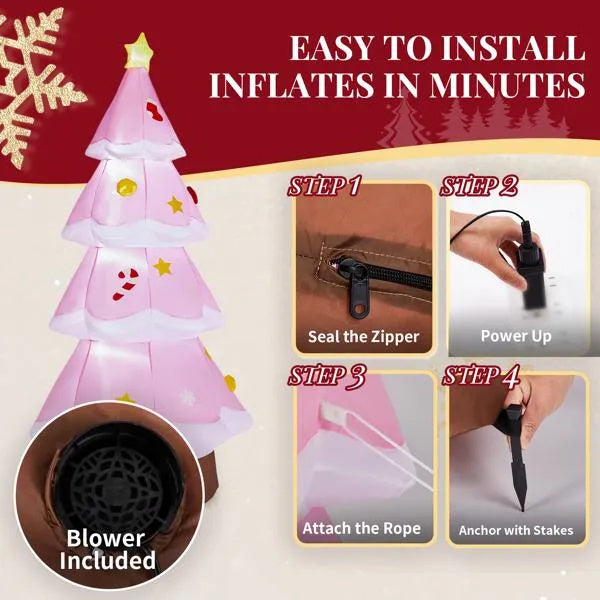 7.2FT Lighted Christmas Inflatable Decoration, Inflatable Christmas Tree, Funny Blow Up Yard Decorations With Built-in LED Lights For Holiday Party Front Yard Lawn Garden Decor