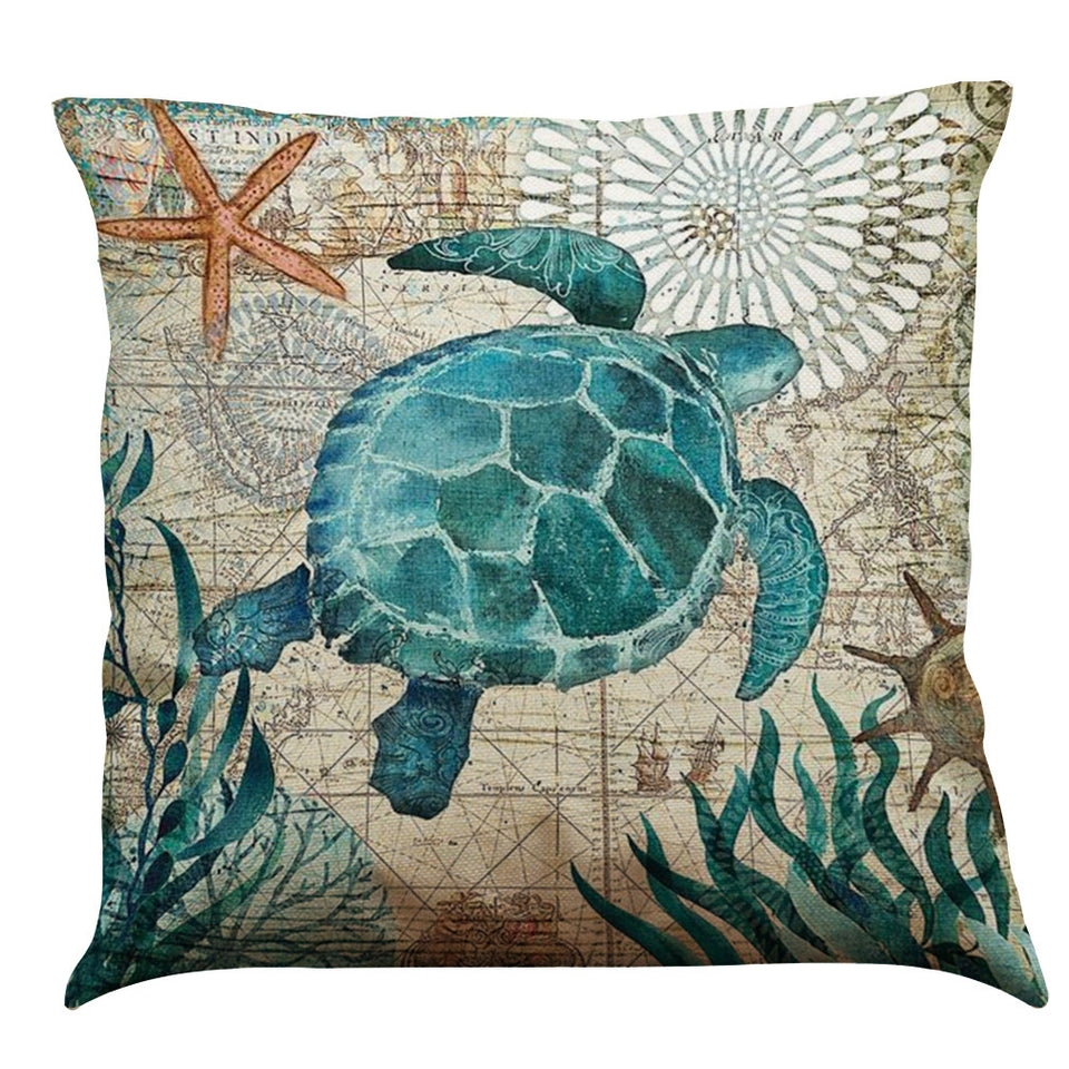 Turtle Printed Throw Pillow For Home Decor