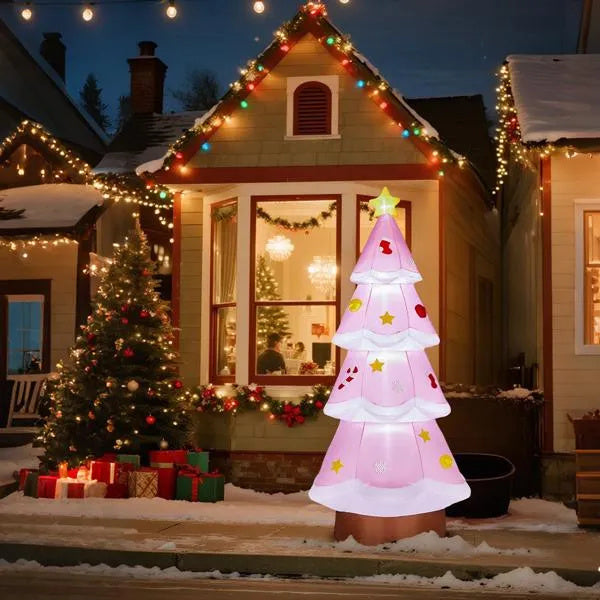 7.2FT Lighted Christmas Inflatable Decoration, Inflatable Christmas Tree, Funny Blow Up Yard Decorations With Built-in LED Lights For Holiday Party Front Yard Lawn Garden Decor